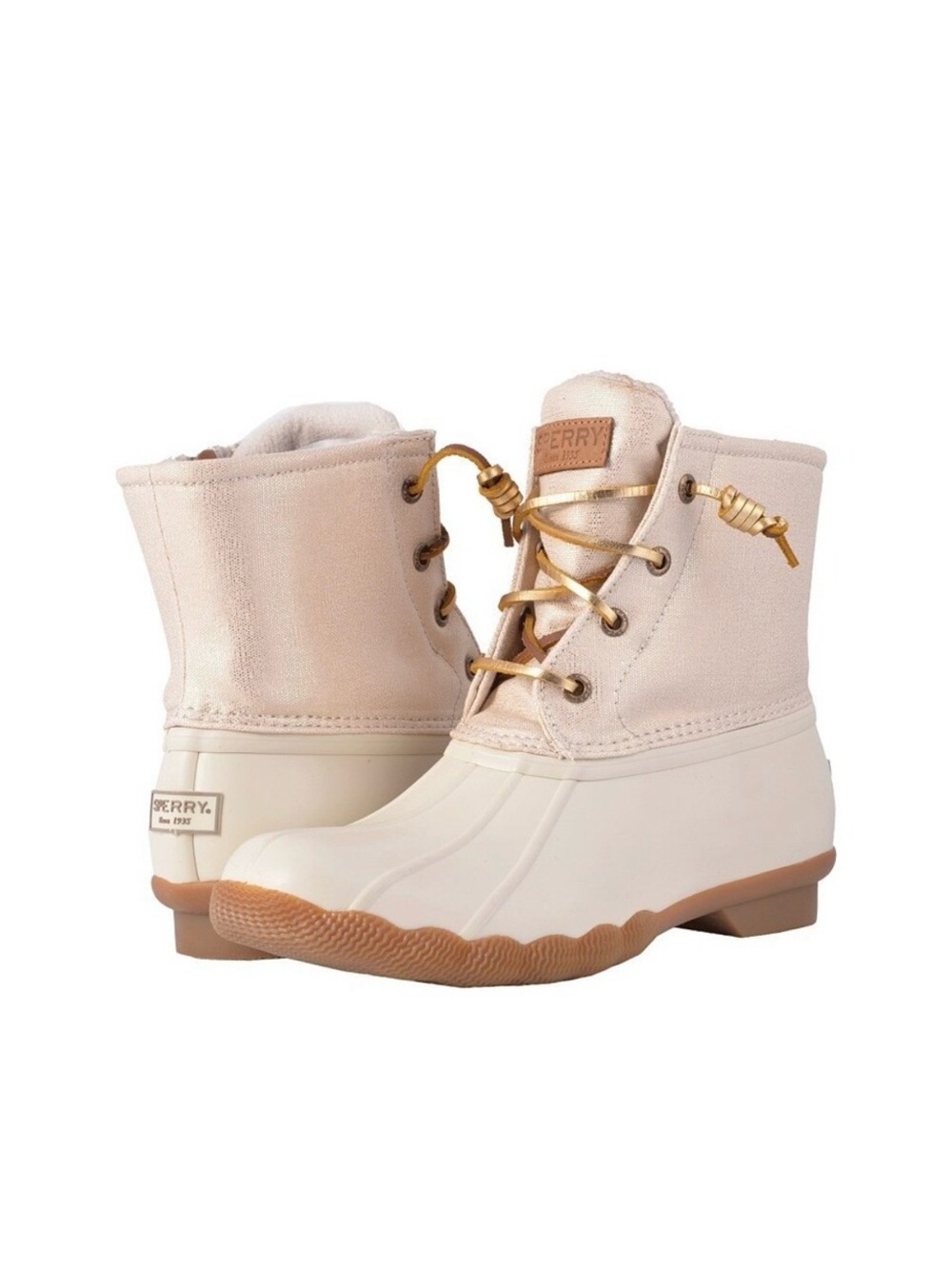 Sperry Women’s Size 8.5 Cream & Brown Waterproof Lace-Up Ankle Boots